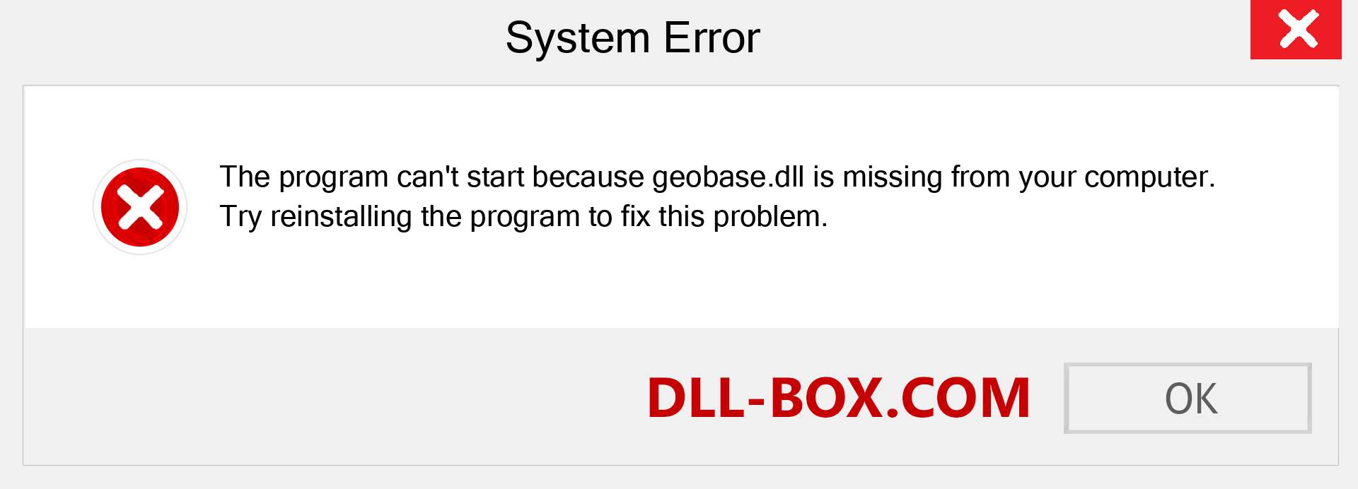  geobase.dll file is missing?. Download for Windows 7, 8, 10 - Fix  geobase dll Missing Error on Windows, photos, images